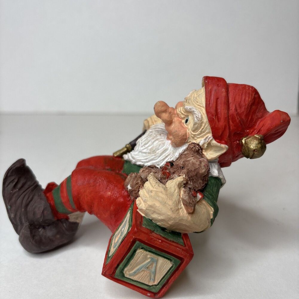 Christmas Elf Toymaker Figurine Teddy Bear ABC Block Rifle 5” Holiday Decor - Picture 2 of 16